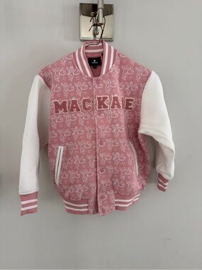 Roller Rabbit Pink and White Varsity Jacket for Kids